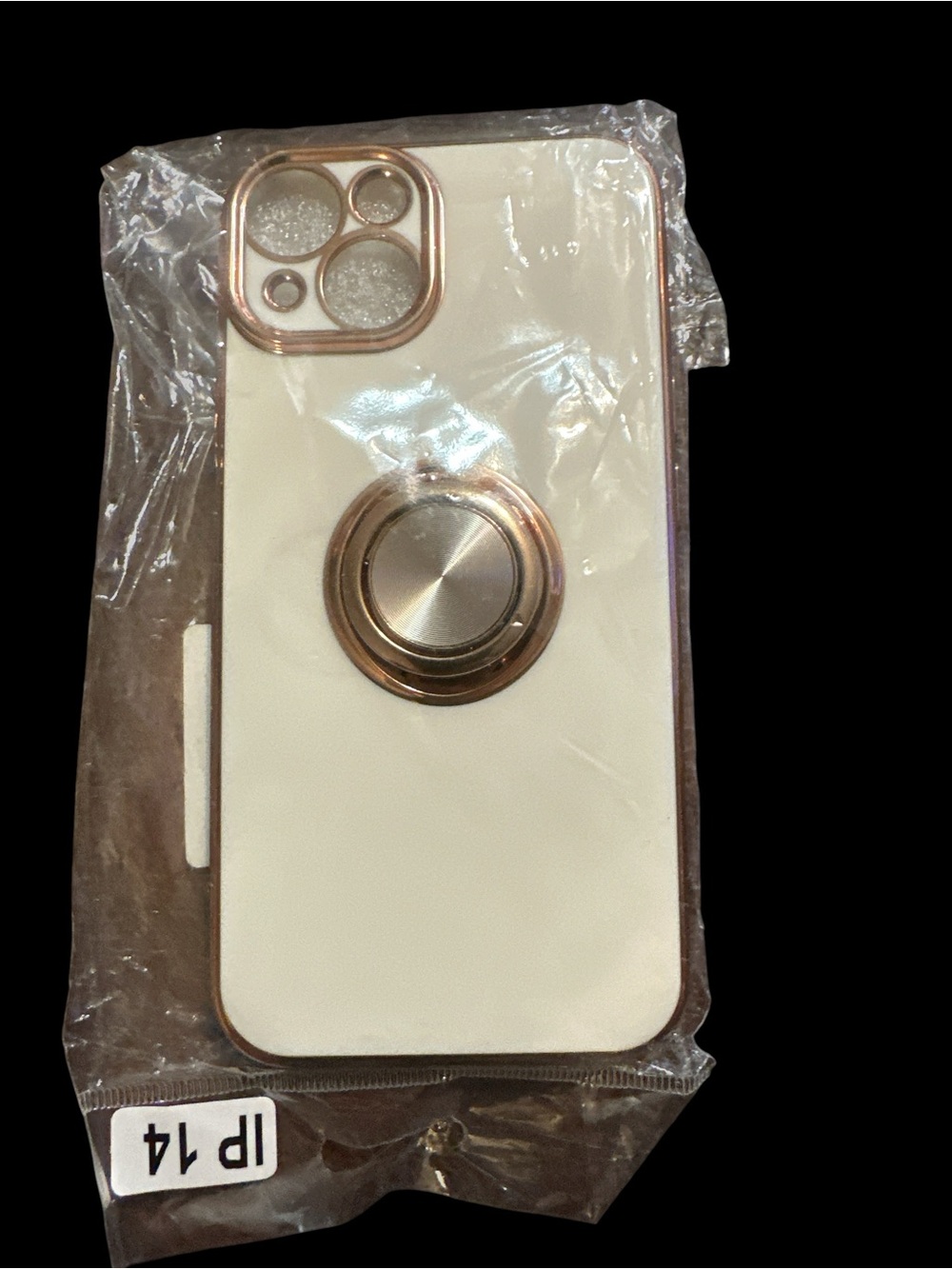 White Phone Case with Rose Gold Ring Holder and Trim